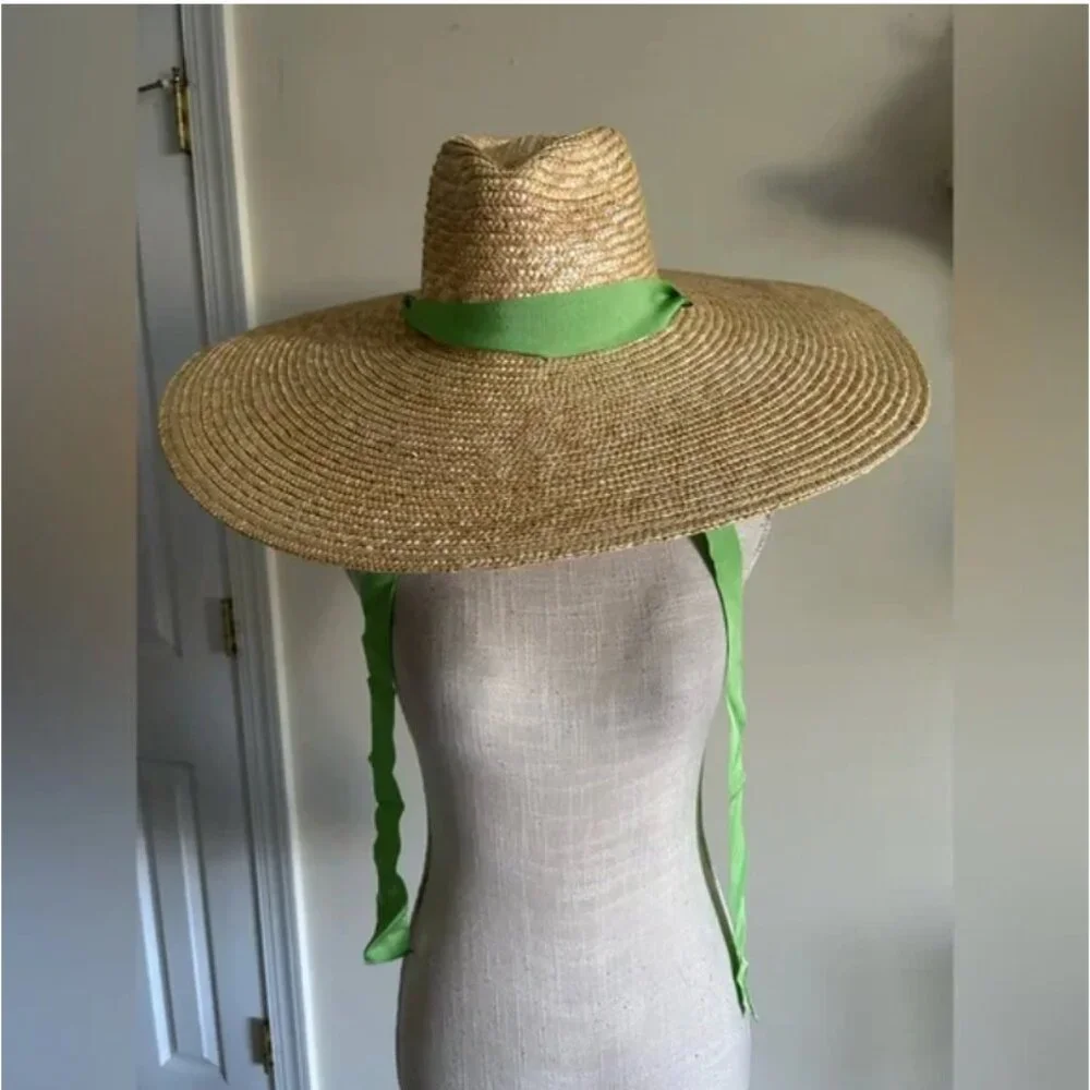 Free People NWT Straw Wide Brim lime green women’s hat